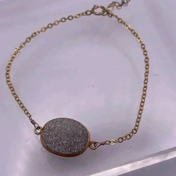 Silver Druzy Quartz Bracelet- 7” - Picture 3 of 5